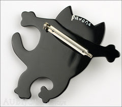 Marie-Christine Pavone Brooch Cat Dancing Black Galalith Back