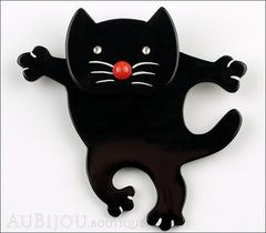 Marie-Christine Pavone Brooch Cat Dancing Black Galalith Front