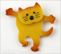 Marie-Christine Pavone Brooch Cat Dancing Yellow Galalith Front