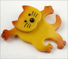 Marie-Christine Pavone Brooch Cat Dancing Yellow Galalith Side