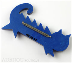 Marie-Christine Pavone Brooch Cat Fish Blue Red Galalith Back