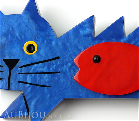 Marie-Christine Pavone Brooch Cat Fish Blue Red Galalith Gallery