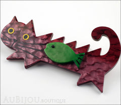Marie-Christine Pavone Brooch Cat Fish Purple Green Galalith Side