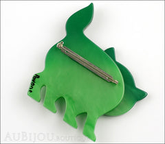 Marie-Christine Pavone Brooch Cat Flabbergasted Green Galalith Back