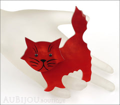 Marie-Christine Pavone Brooch Cat Fripon Red Galalith Mannequin