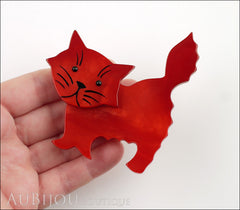 Marie-Christine Pavone Brooch Cat Fripon Red Galalith Model
