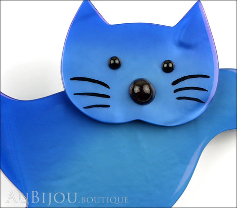 Marie-Christine Pavone Brooch Cat Leaping Blue Galalith Gallery