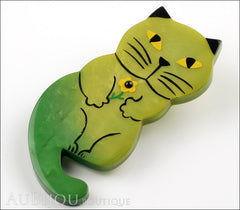 Marie-Christine Pavone Brooch Cat Leon Green Galalith Paris France Side
