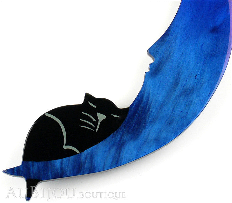 Marie-Christine Pavone Brooch Cat On The Moon Blue Galalith Gallery
