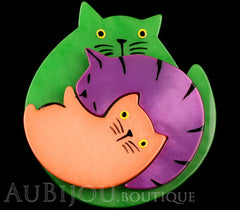 Marie-Christine Pavone Brooch Cat Puzzle Green Galalith Paris France Black