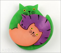 Marie-Christine Pavone Brooch Cat Puzzle Green Galalith Paris France Front