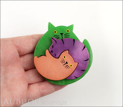 Marie-Christine Pavone Brooch Cat Puzzle Green Galalith Paris France Model