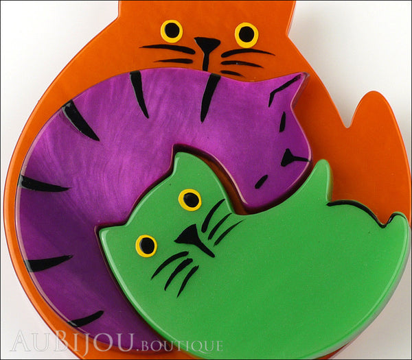 Marie-Christine Pavone Brooch Cat Puzzle Orange Purple Green Galalith Gallery