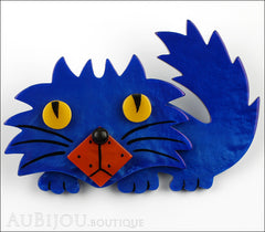 Marie-Christine Pavone Brooch Cat Rocky Blue Galalith Paris France Front
