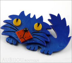 Marie-Christine Pavone Brooch Cat Rocky Blue Galalith Paris France Side
