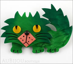Marie-Christine Pavone Brooch Cat Rocky Green Pink Galalith Front