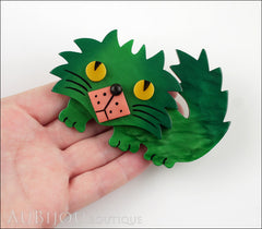 Marie-Christine Pavone Brooch Cat Rocky Green Pink Galalith Model