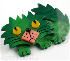 Marie-Christine Pavone Brooch Cat Rocky Green Pink Galalith Side