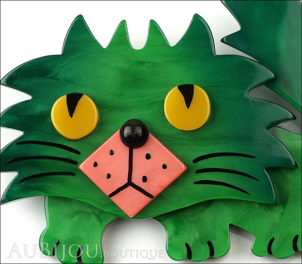 Marie-Christine Pavone Brooch Cat Rocky Green Pink Galalith Gallery