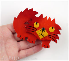 Marie-Christine Pavone Brooch Cat Rocky Red Yellow Galalith Model