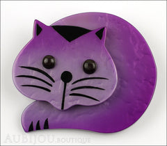 Marie-Christine Pavone Brooch Cat Roudoudou Purple Galalith Front