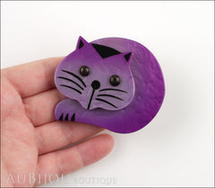 Marie-Christine Pavone Brooch Cat Roudoudou Purple Galalith Model