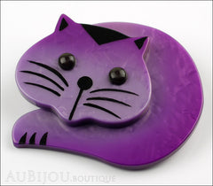 Marie-Christine Pavone Brooch Cat Roudoudou Purple Galalith Side