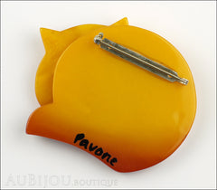 Marie-Christine Pavone Brooch Cat Roudoudou Yellow Galalith Paris France Back
