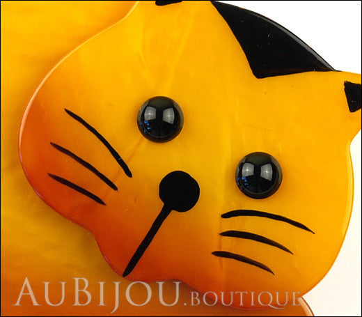 Marie-Christine Pavone Brooch Cat Roudoudou Yellow Galalith Paris France Gallery