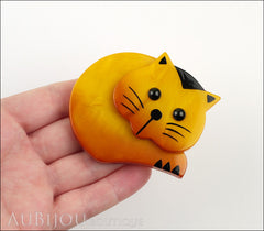 Marie-Christine Pavone Brooch Cat Roudoudou Yellow Galalith Paris France Model