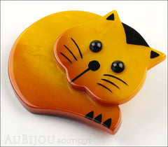Marie-Christine Pavone Brooch Cat Roudoudou Yellow Galalith Paris France Side