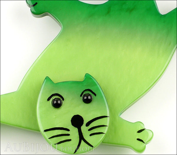 Marie-Christine Pavone Brooch Cat Serpolet Green Galalith Paris France Gallery