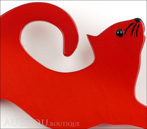 Marie-Christine Pavone Brooch Cat Stretching Red Galalith Gallery
