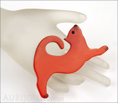 Marie-Christine Pavone Brooch Cat Stretching Red Galalith Mannequin