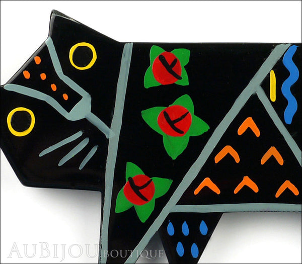 Marie-Christine Pavone Brooch Cat Tapestry Black Multicolor Galalith Limited Edition Gallery