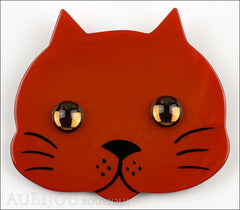 Marie-Christine Pavone Brooch Cat Tete Ginger Galalith Front