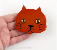 Marie-Christine Pavone Brooch Cat Tete Ginger Galalith Model