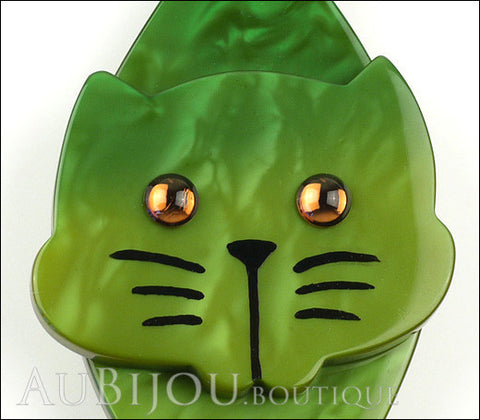 Marie-Christine Pavone Brooch Cat Tintin Green Galalith Paris France Gallery