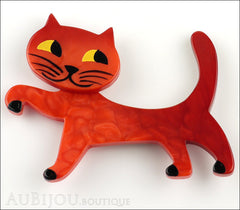 Marie-Christine Pavone Brooch Cat Titi Red Galalith Paris France Front