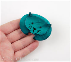 Marie-Christine Pavone Brooch Cat Turquoise Galalith Model