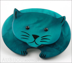 Marie-Christine Pavone Brooch Cat Turquoise Galalith Side