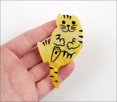 Marie-Christine Pavone Brooch Cat Yellow Galalith Model