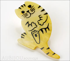 Marie-Christine Pavone Brooch Cat Yellow Galalith Side