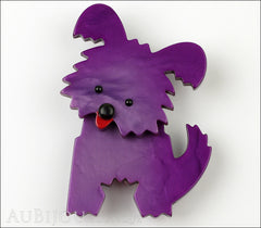 Marie-Christine Pavone Brooch Dog Bobby Purple Galalith Front