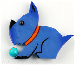 Marie-Christine Pavone Brooch Dog Lulu Blue Galalith Paris France Front