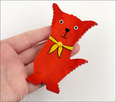 Marie-Christine Pavone Brooch Dog Scout Red Galalith Paris France Model