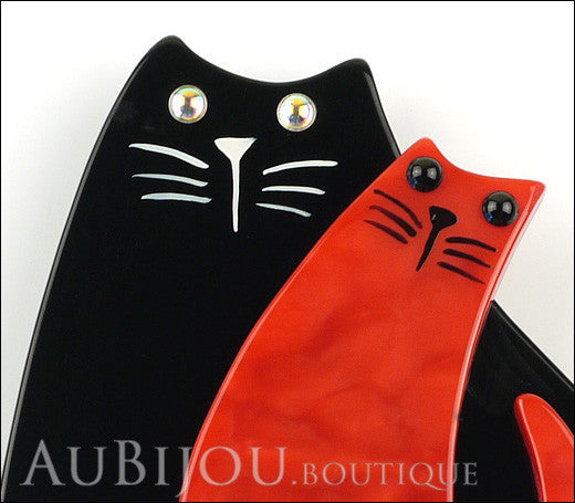 Marie-Christine Pavone Brooch Double Cat Black Red Galalith Paris France Gallery