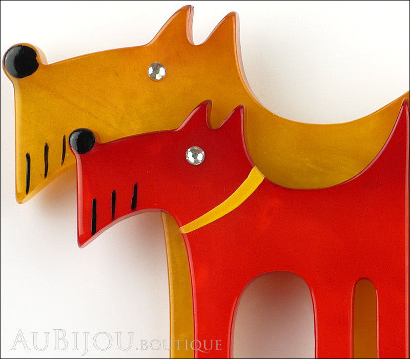 Marie-Christine Pavone Brooch Dog Double Yellow Red Galalith Gallery