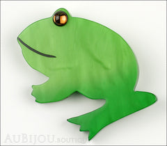 Marie-Christine Pavone Brooch Frog Green Galalith Front