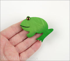 Marie-Christine Pavone Brooch Frog Green Galalith Model